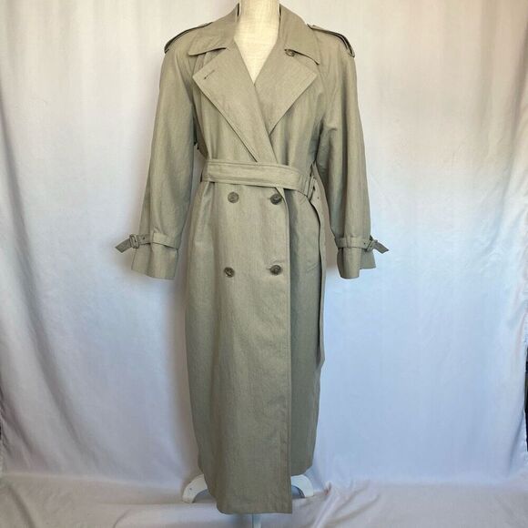 Towne by London Fog Khaki Trench Coat Women’s 10 unisex minimalist Classic lined